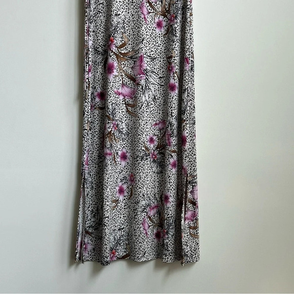 WHBM Strapless Convertible Matte Jersey Dress Maxi Skirt Sunset Floral Animal - Picture 5 of 16